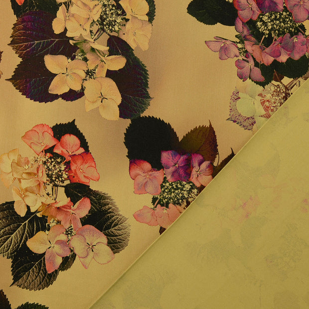 Viscose Satin fabric Beige digital printed 
