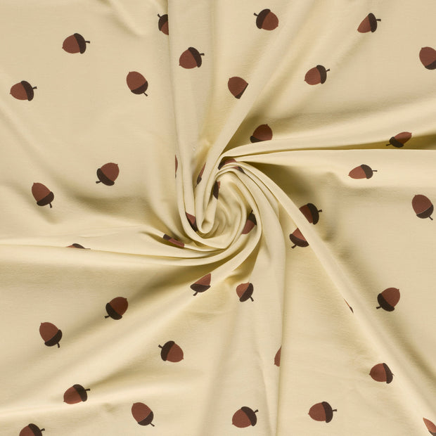 French Terry fabric Beige printed 