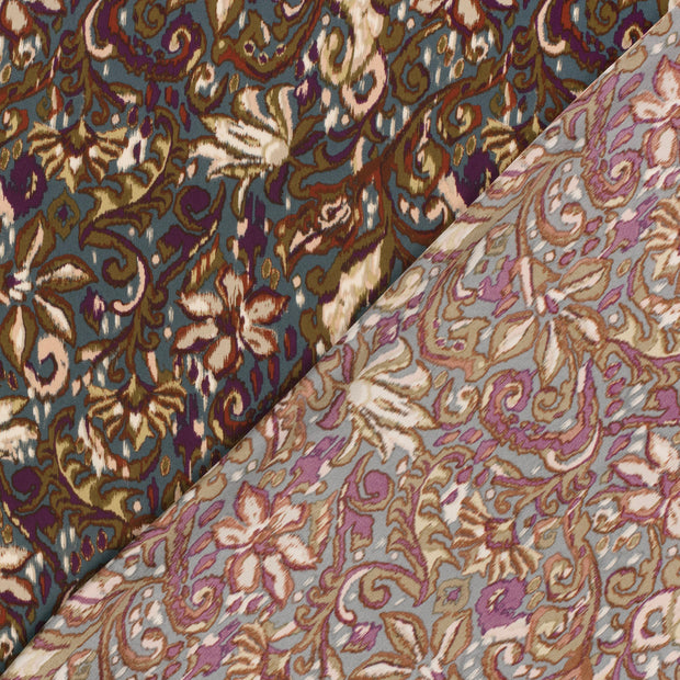 Satin Duchesse fabric Paisley printed 