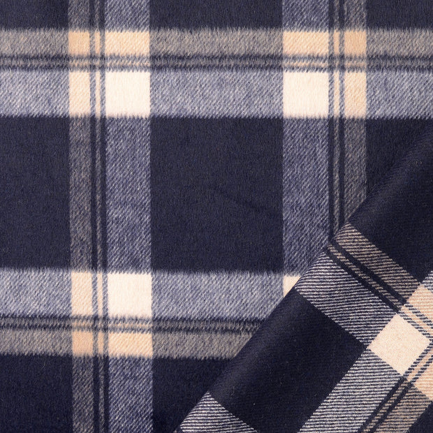 Wool Boucle fabric Navy yarn dyed 