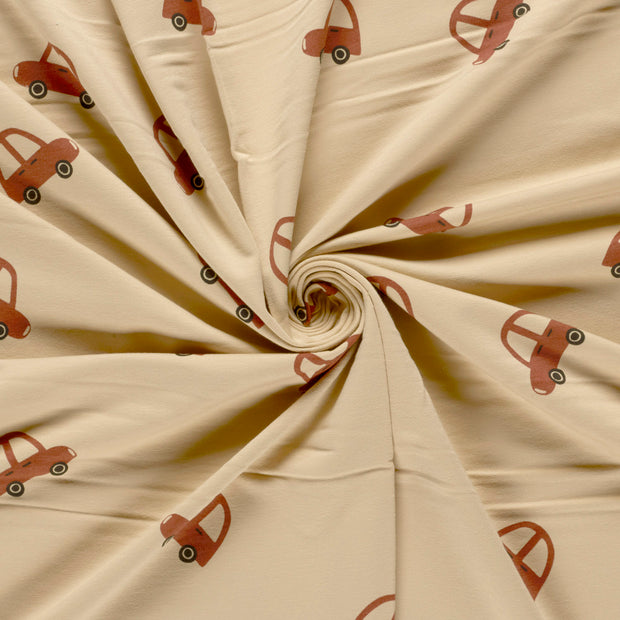 French Terry fabric Beige printed 