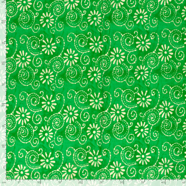 Voile fabric Flowers Lime Green