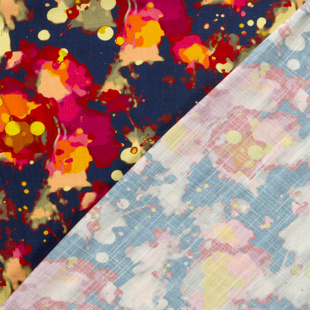 Woven Viscose Linen fabric Abstract printed 