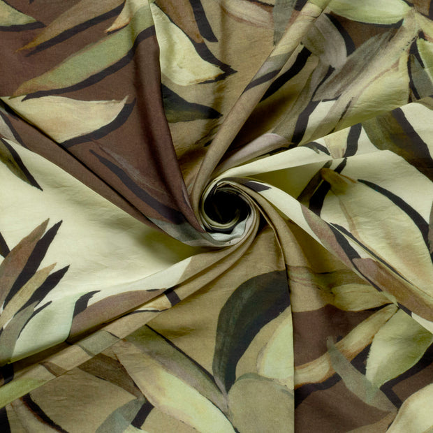 Viscose Nylon Ottoman fabric Brown Taupe printed 
