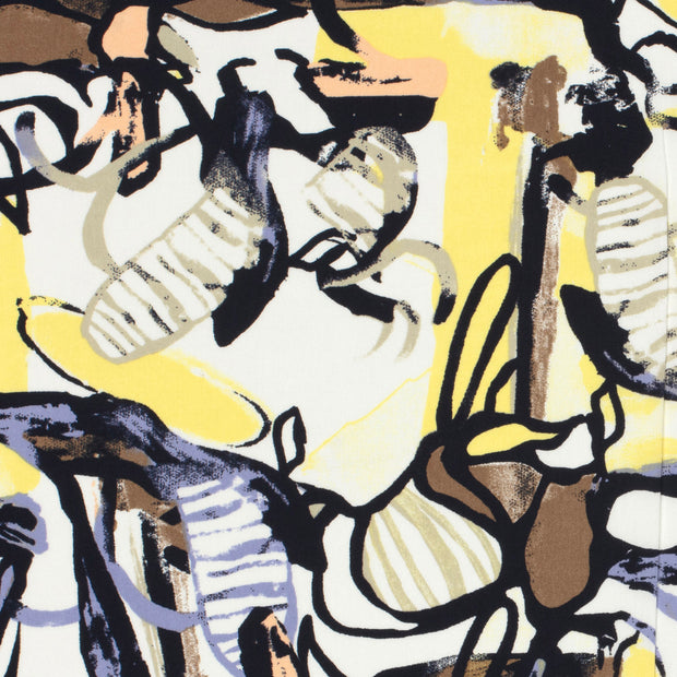 Viscose Poplin fabric Abstract Light Yellow