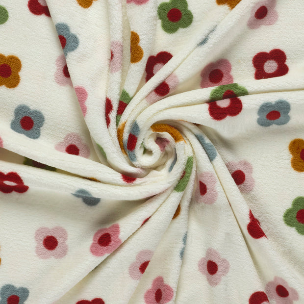 Coral Fleece stof Gebroken wit bedrukt 