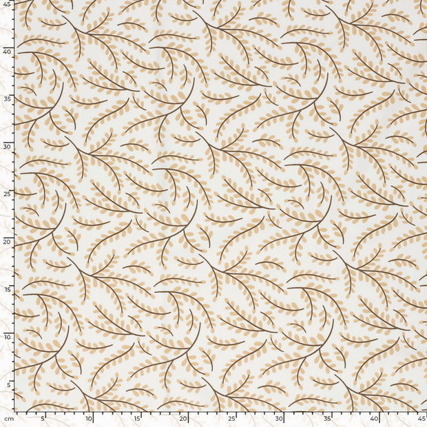 Jersey tissu Feuilles Blanc cassé
