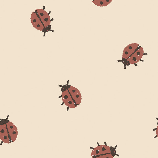 Terry Crepe fabric Ladybugs Beige