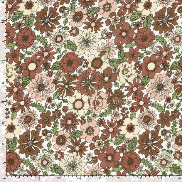 Muslin fabric Flowers Off White