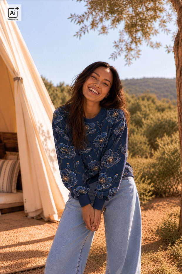 French Terry fabric Navy matte 