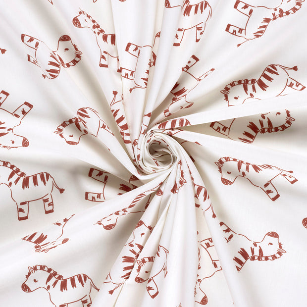 Cotton Poplin fabric Off White printed 