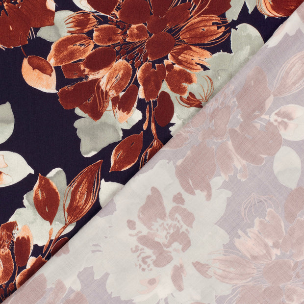 Viscose Satin fabric Flowers printed 