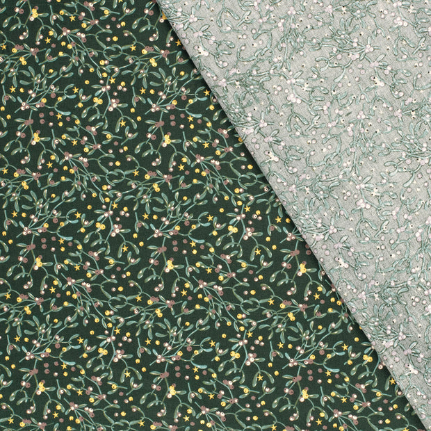 Cotton Poplin fabric Leaves printed and foil 