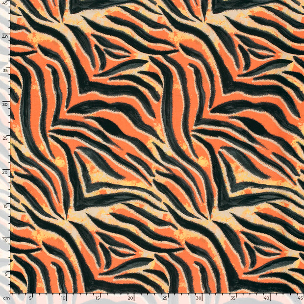 Cotton Satin fabric Abstract Coral