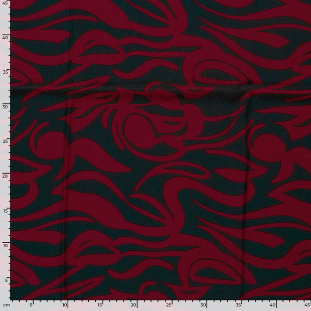 Viscose Twill fabric Abstract Bordeaux