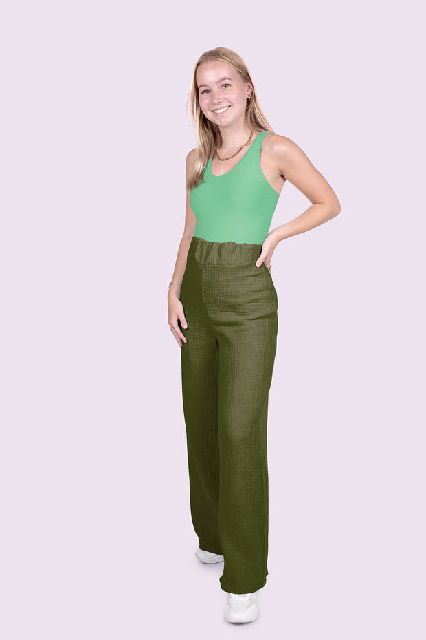 Muslin fabric Unicolour Khaki Green