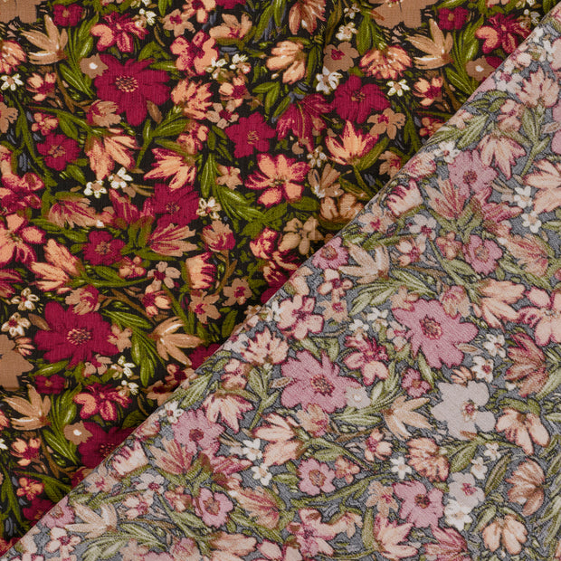 Viscose Nylon Ottoman fabric Flowers printed 