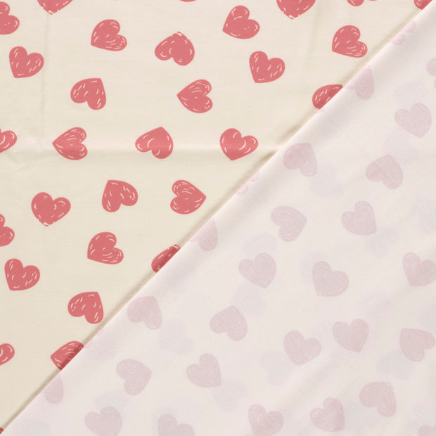 Jersey fabric Hearts printed 