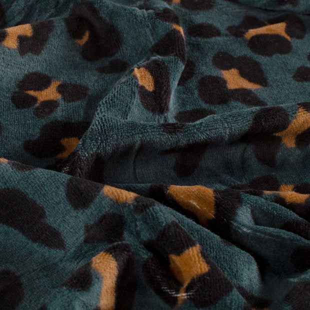 Nicky velours fabric Leopards Petrol