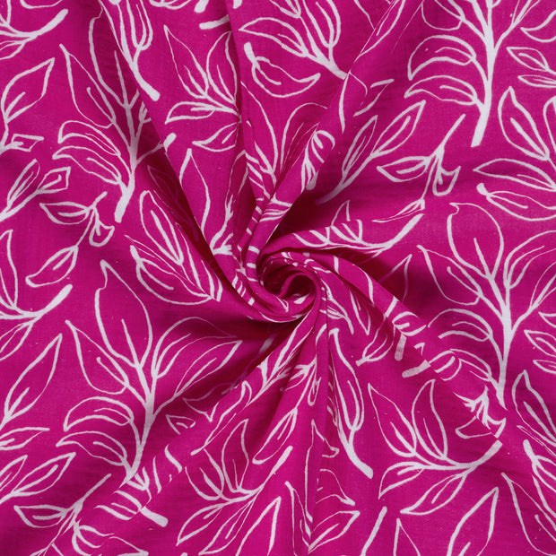 Muslin fabric Pink printed 
