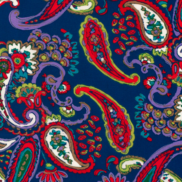 Cotton Satin fabric Abstract Cobalt