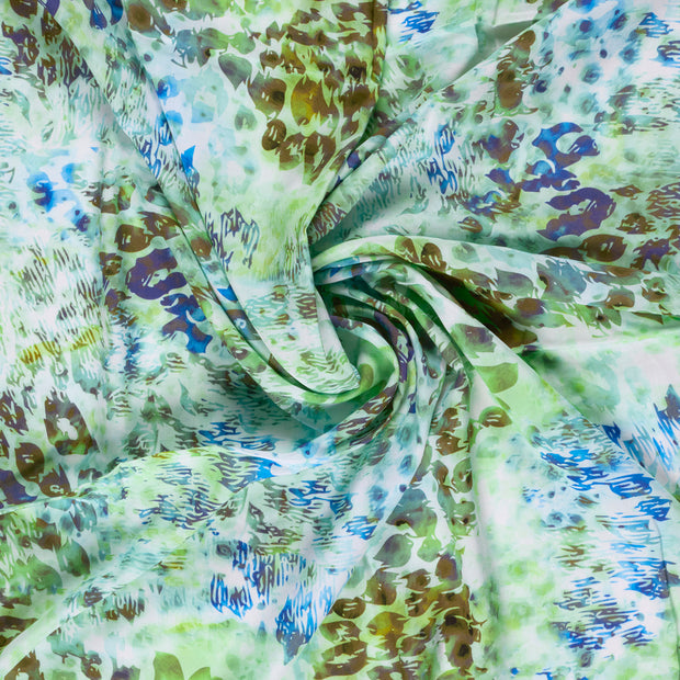 Viscosa Poplin tela Verde estampado 