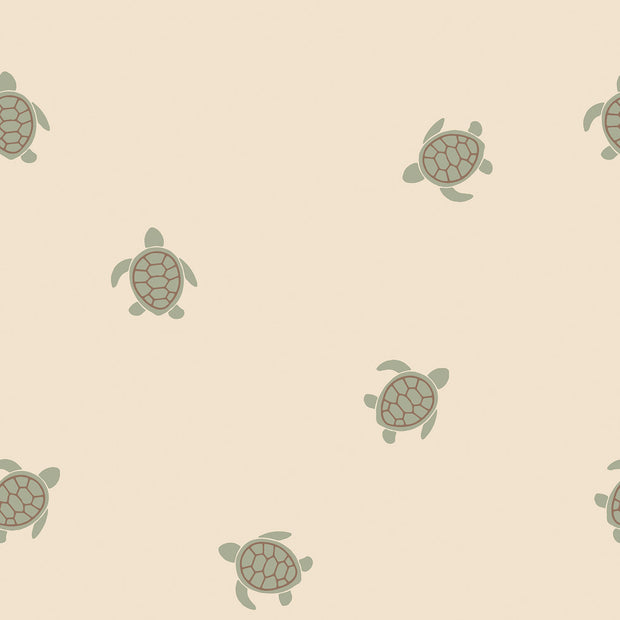 Terry Crepe fabric Turtles Beige
