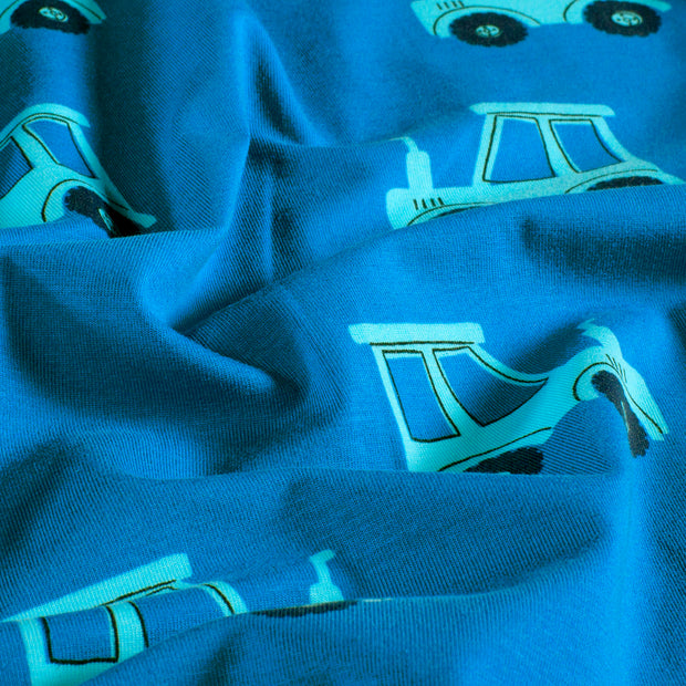 Jersey fabric Tractors Indigo