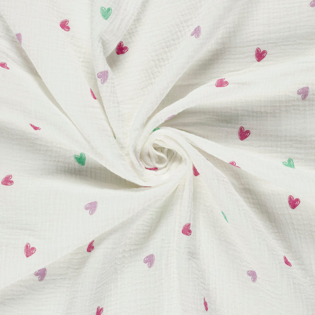 Muslin fabric Off White printed 