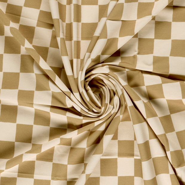 French Terry GOTS organic fabric Camel digital printed 