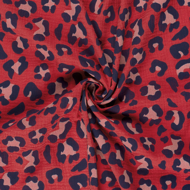 Muslin fabric Fuchsia dyed and printed 