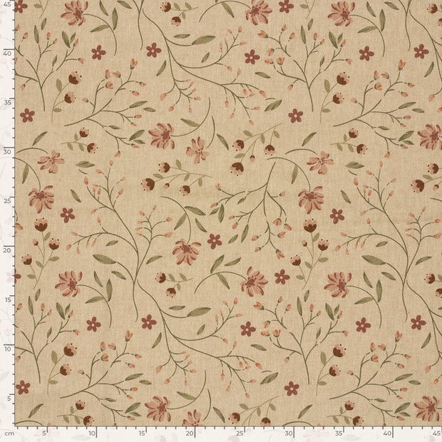 Linen Look fabric Flowers Beige