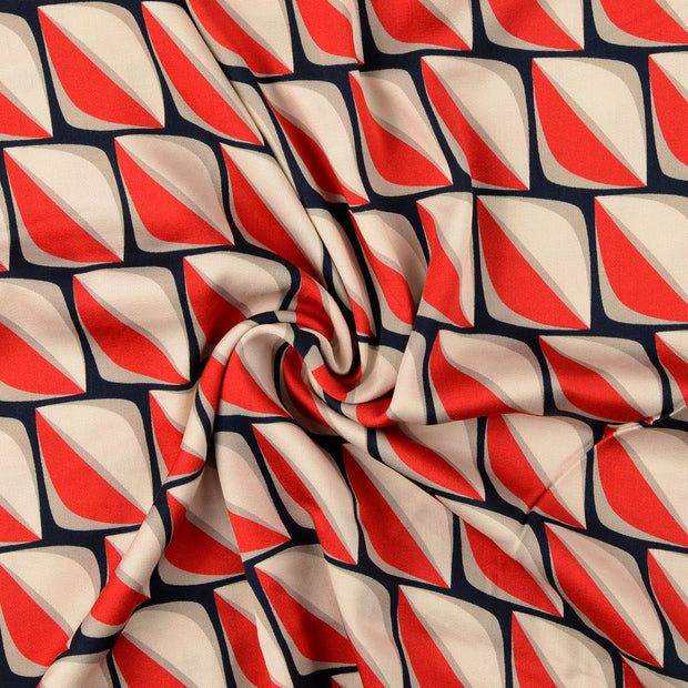 Viscose Satijn stof Marine 