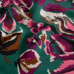 Viscose Nylon Crepe printed Flowers Turquoise