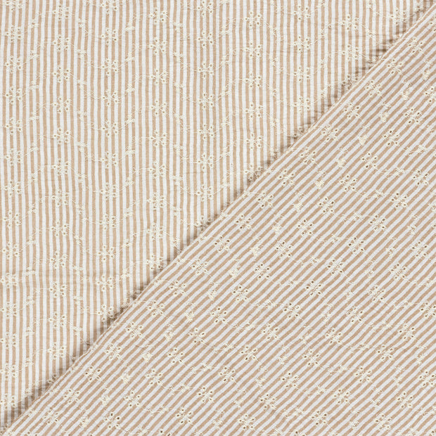 Cotton Poplin fabric Stripes embroidered 