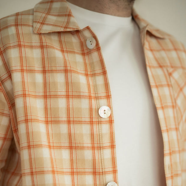 Flannel fabric Checks Beige
