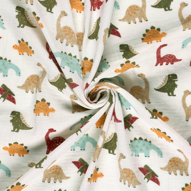 Muslin fabric Off White printed 