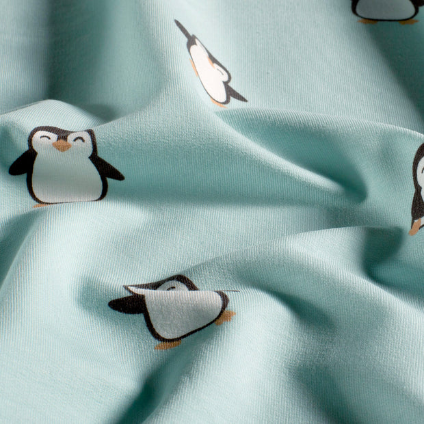 Felpa tela Pingüinos Azul bebé