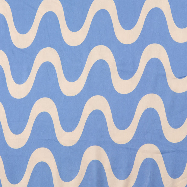 Viscose Satin fabric Geometric pattern Light Blue