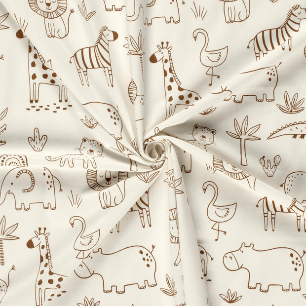 Cotton Jersey Bio Naturel fabric Off White printed 