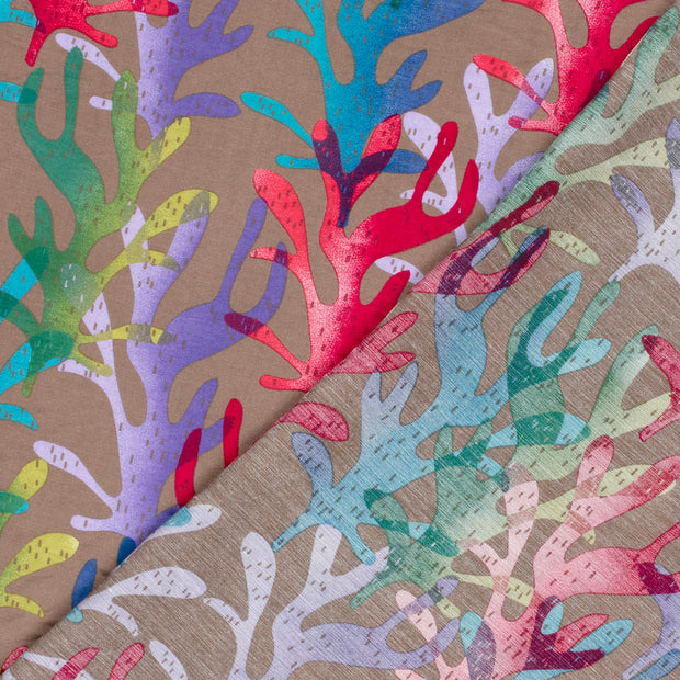 Viscose Nylon Twill fabric Leaves printed 
