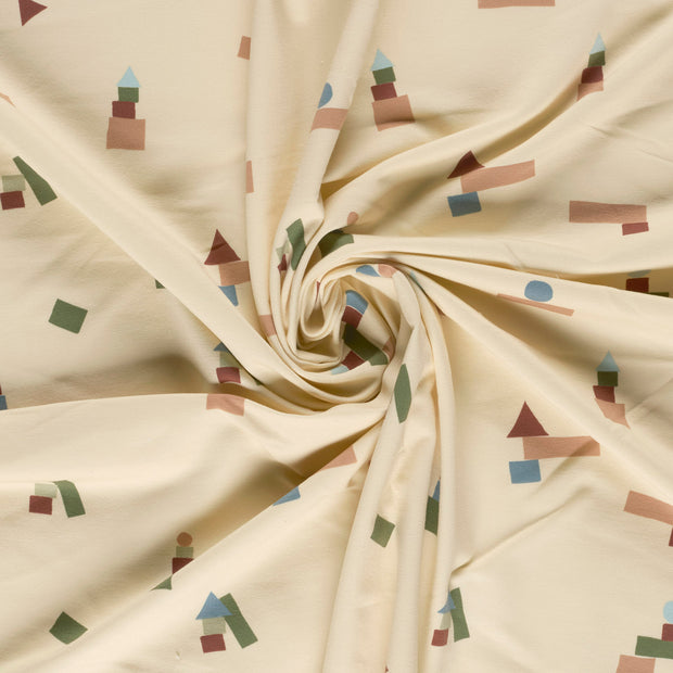 French Terry fabric Beige printed 