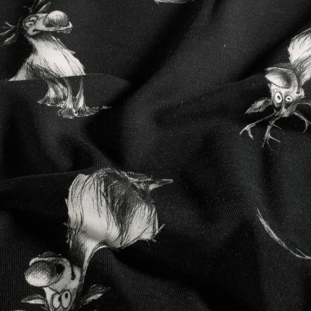 French Terry fabric Deer Black