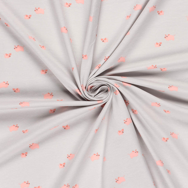Jersey fabric Light Grey printed 