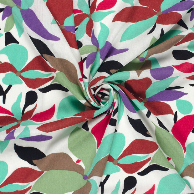 Borken Crepe fabric Optical White printed 