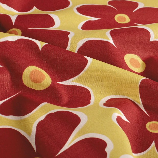 Cotton Poplin fabric Flowers Yellow