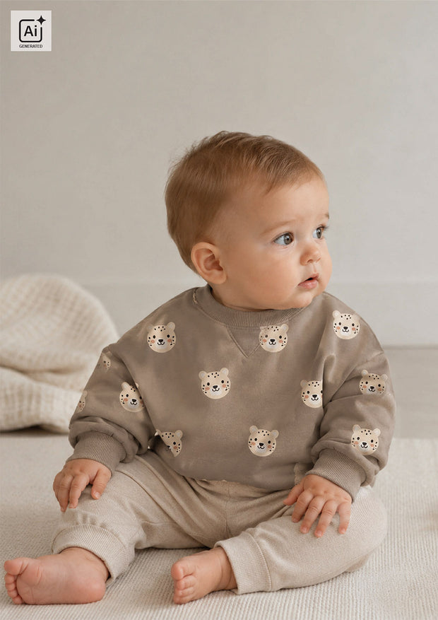 French Terry fabrik Tiger Beige