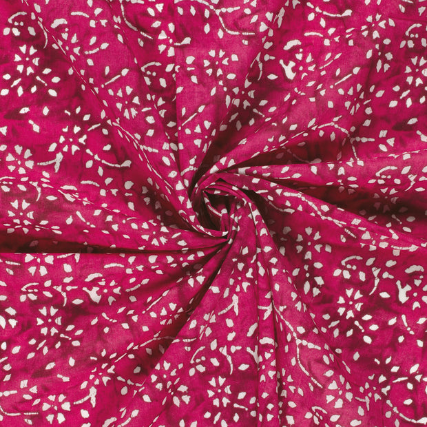 Voile fabric Fuchsia printed 