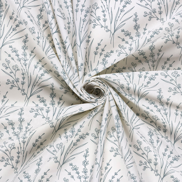 Cotton Poplin fabric Off White printed 