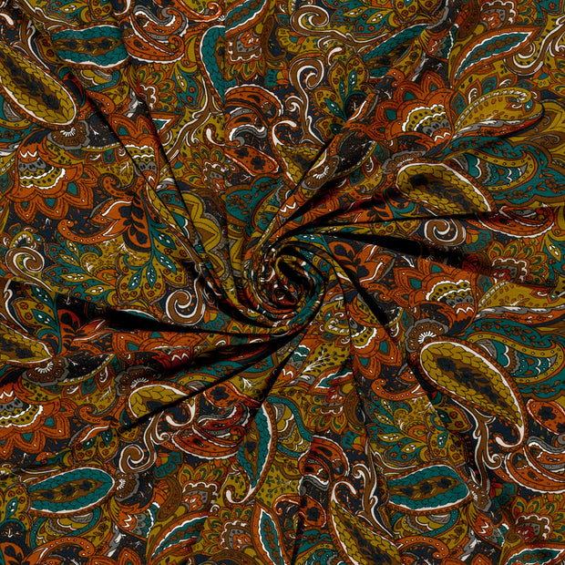 Viscose Vortex Jersey fabric Indigo printed 
